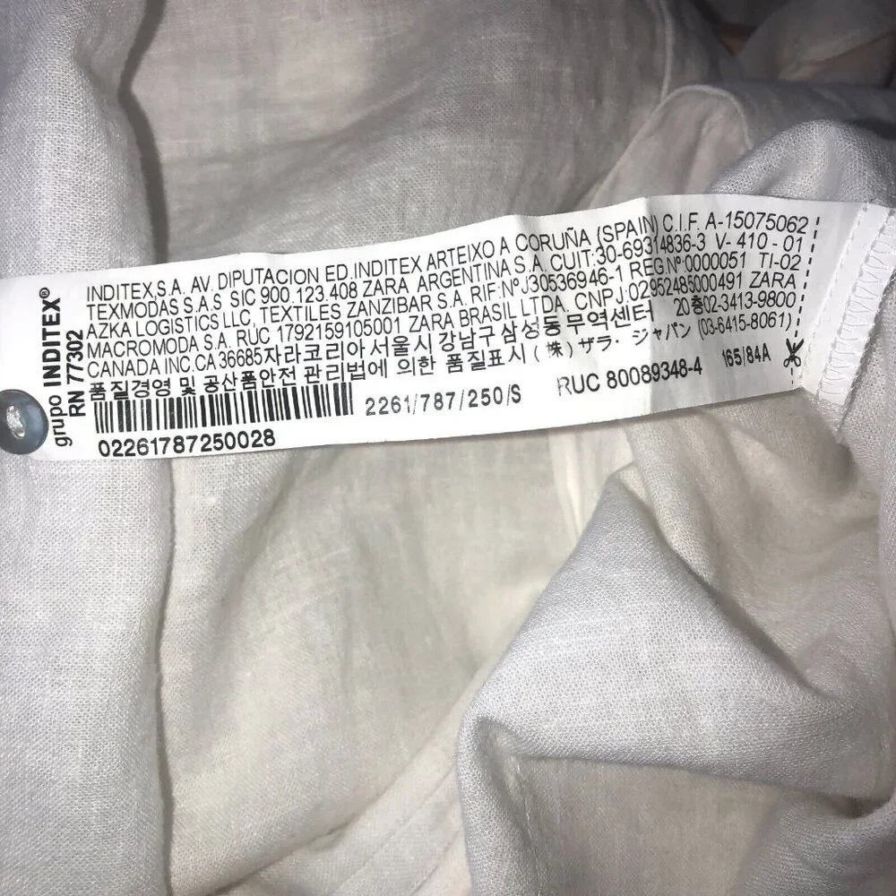 Zara White Linen Blend Button Down Shirt Long Sleeve Women's Size Small - Picture 6 of 6